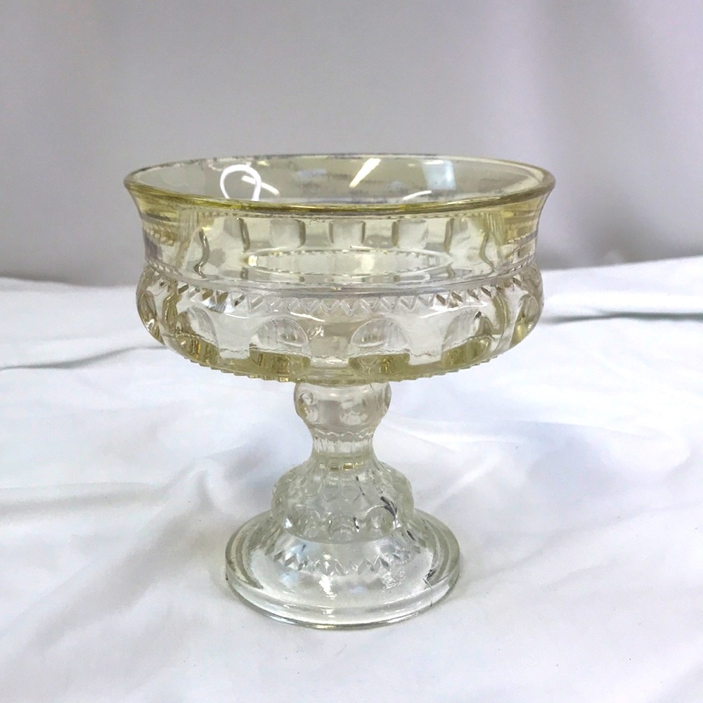 Vintage Indiana Glass Kings Crown Thumbprint Pattern Glass Compote